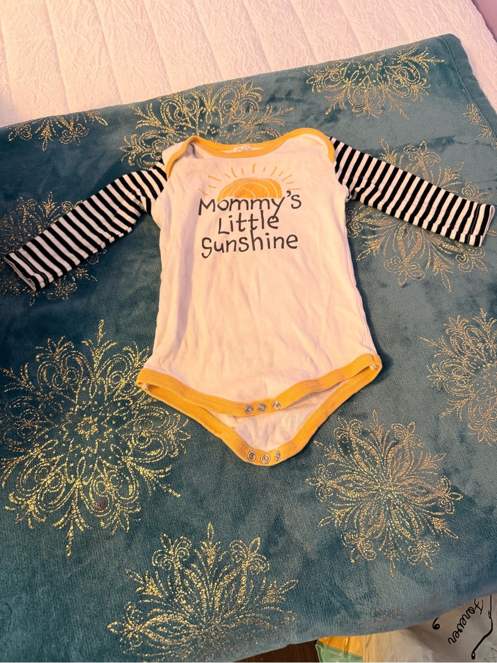 Mommy's Little Sunshine Yellow-Trim Baby One-Piece